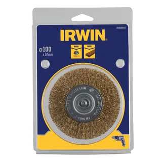 Staaldraadborstel messing (boormachine) voor hout, diameter: 100mm. Dikte: 12mm. de Irwin – image du produit 1 sur 2