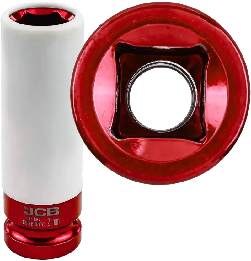 Cr-Mo - Diepe Dopsleutel voor Aluvelgen - 21mm - Met Beschermhuls de JCB – image du produit