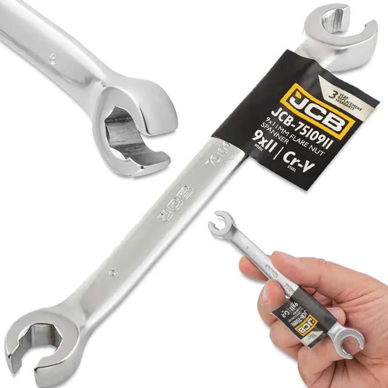 Cr-V Serie - Dubbelzijdige Ringsleutel - 9x11 mm - Roestvrij staal van JCB – productafbeelding