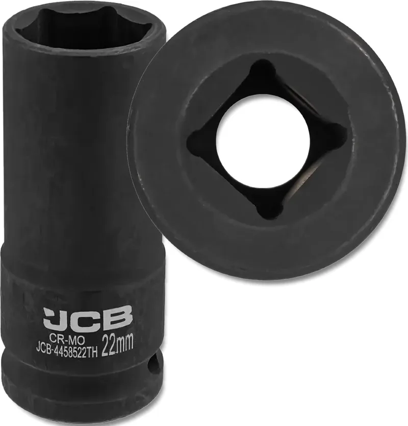 Diepe Dopsleutel - 22 mm - 1/2" - Zeskantig - CrMo Staal de JCB, Noir – image du produit