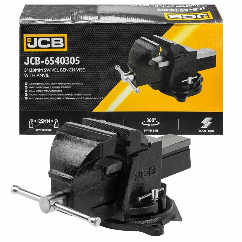 Draaibaar Stalen Bankschroef met Aambeeld - 125mm - 360° Rotatie von JCB – Produktbild