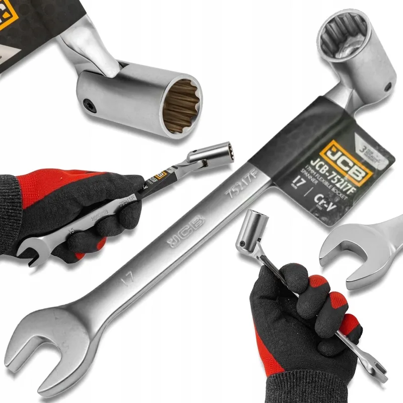 Dubbelzijdige Steeksleutel met Gelede Kop - 17mm - Chroom-Vanadium Staal de JCB – image du produit