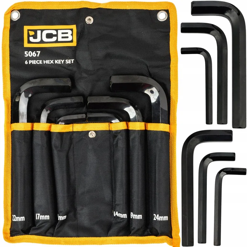 Inbussleutelset Kort CRV 6 Delig 12-24mm Werkplaatsgeredasch de JCB, Noir – image du produit