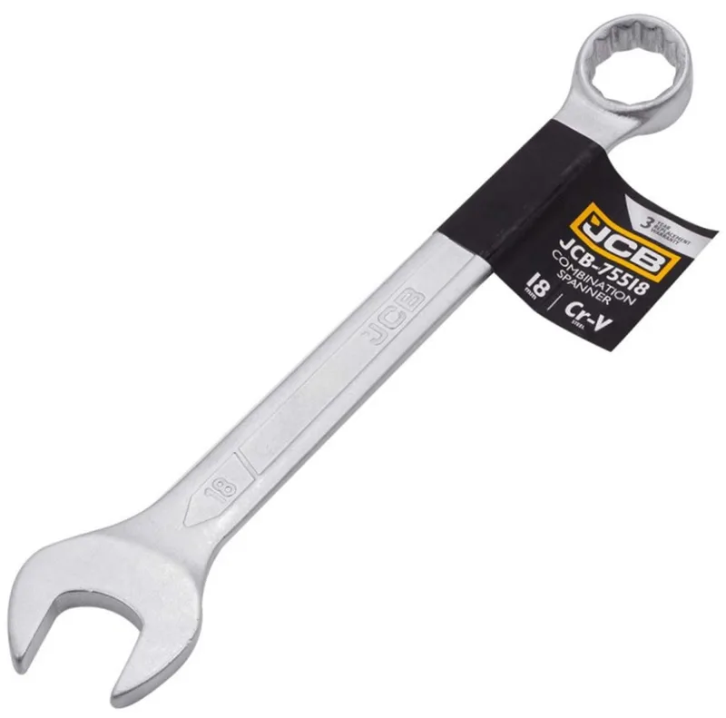 JCB-75518 Serie - Steeksleutel en Ringsleutel - 18mm - Chroom-Vanadiumstaal - Satijnen Afwerking de JCB – image du produit