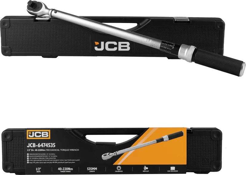 Mechanische Momentsleutel 1/2" 40-220Nm – Hoge Precisie, Duurzaam en Gecertificeerd fra JCB, Zwart – RVS – produktbillede