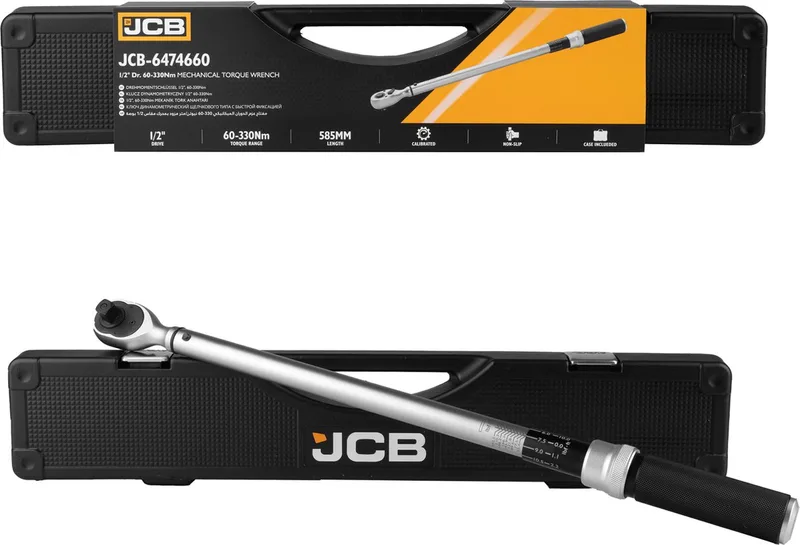 Mechanische Momentsleutel 1/2" 60-330Nm – Hoge Precisie, Duurzaam en Gecertificeerd de JCB, Noir – image du produit