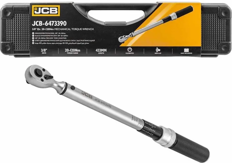 Mechanische Momentsleutel 3/8" 20-120Nm – Hoge Precisie, Duurzaam en Gecertificeerd von JCB, Silber – Produktbild