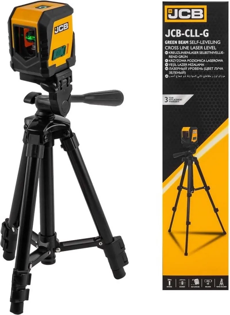 Professionele – Kruislijnlaser met statief – 20 meter – Bouwlaser zelfnivellerend – kruislijnlaser zelfnivellerend - kruislaser - rotatielaser - laserwaterpas - Groen von JCB – Produktbild