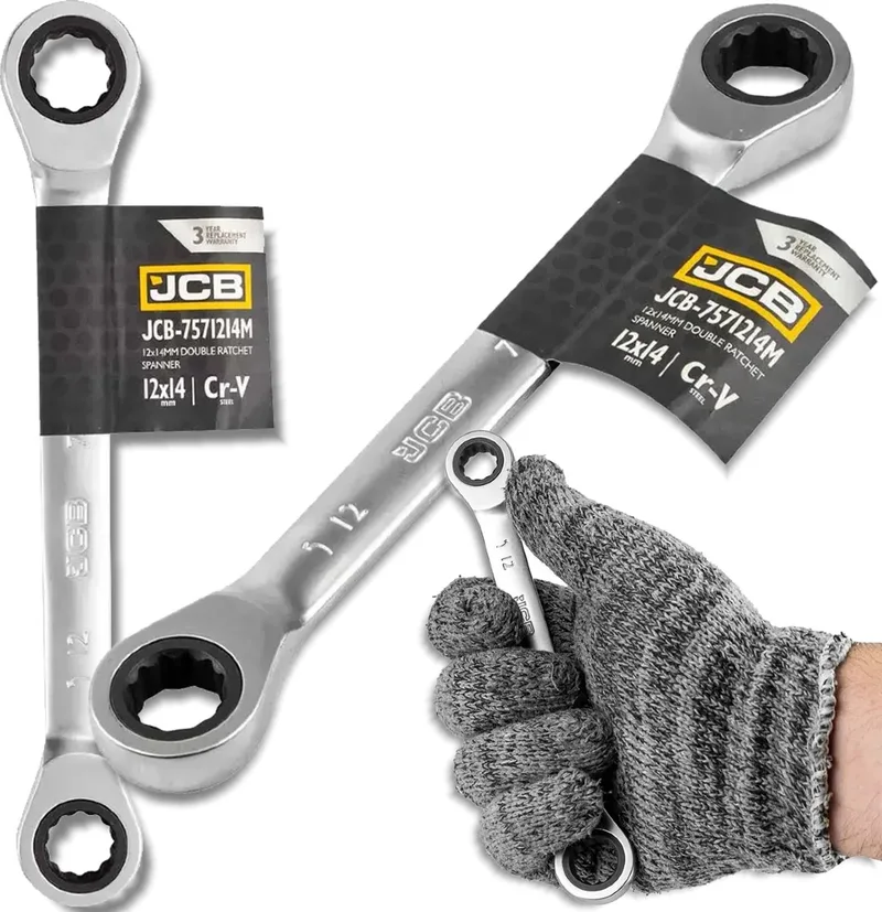 Ringsleutel met Ratchet - 12x14 mm - Chroom-Vanadium - 12-hoekig de JCB – image du produit