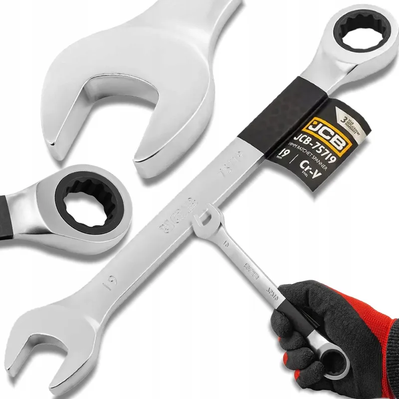 Ringsleutel met Ratel 19mm Cr-V 12-kant Kort by JCB – product image