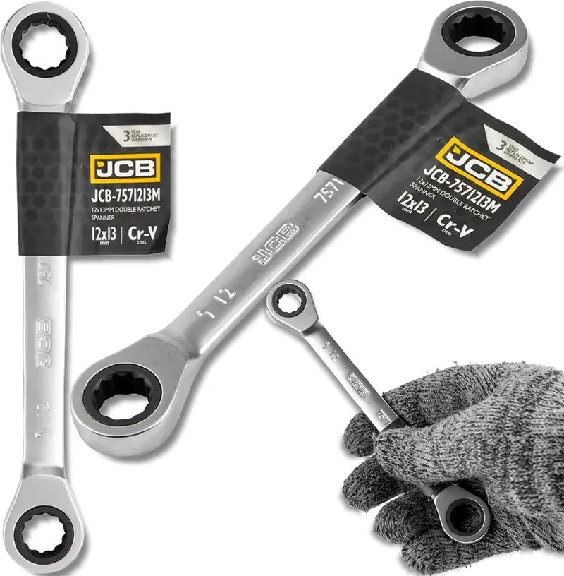 Ringsteeksleutel met Ratchet - 12x13mm - 12-Punt - Cr-V Staal de JCB – image du produit