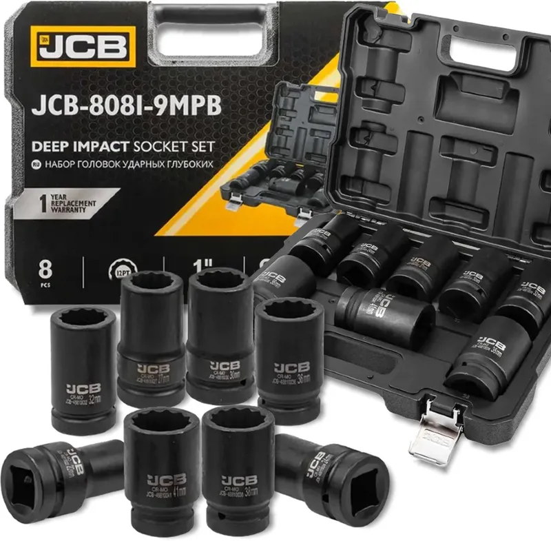 Serie - Doppenset - 12-kant - 8-delig - 1" Aansluiting de JCB – image du produit