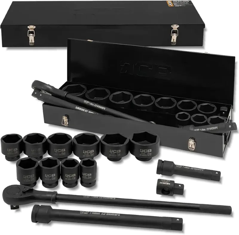 Serie - Udarowy Gereedschapsset - 15 Stuks - 1" - CrMo Staal fra JCB, Sort – produktbillede