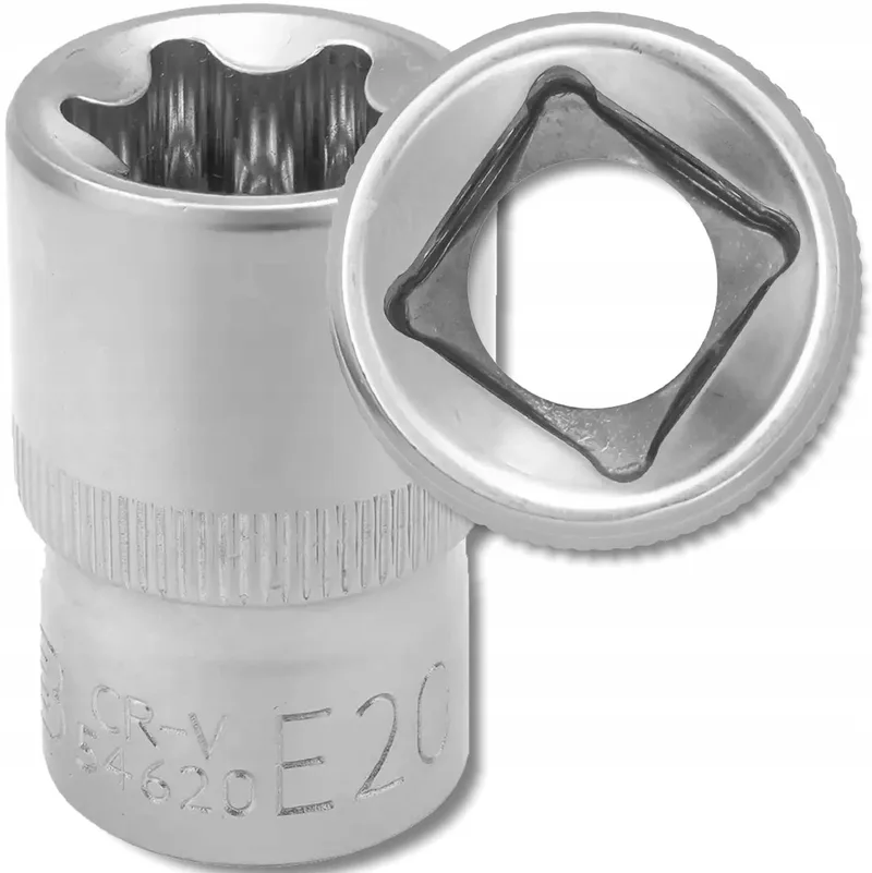 Torx Dop Dop E20 1/2" Cr-V - Duurzaam Gereedschap by JCB, Metaalkleurig – product image