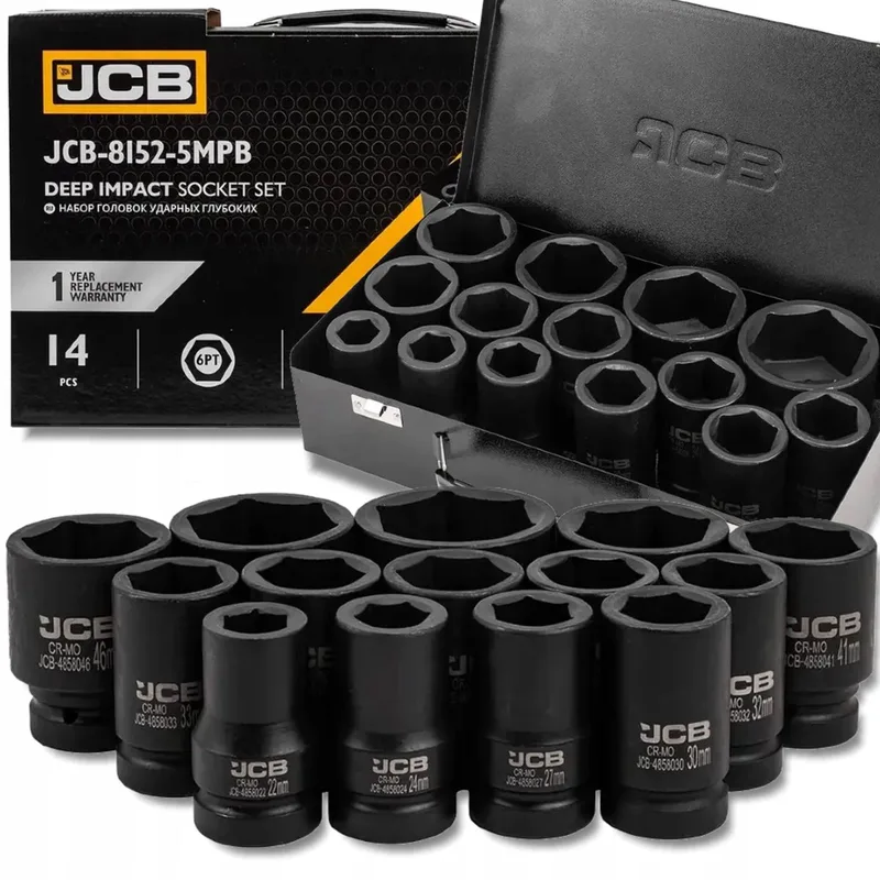 Zestaw - Dopsleutelset - 6-kantig - 14 Stukken - Diep by JCB, Black – product image