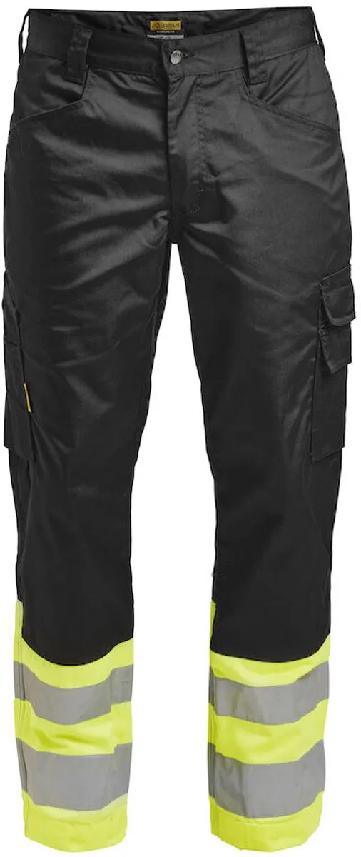 Jobman 2314 Hi-Vis Service Trousers 65231420 - Zwart/Geel by Jobman, Black, Yellow, D084 – product image