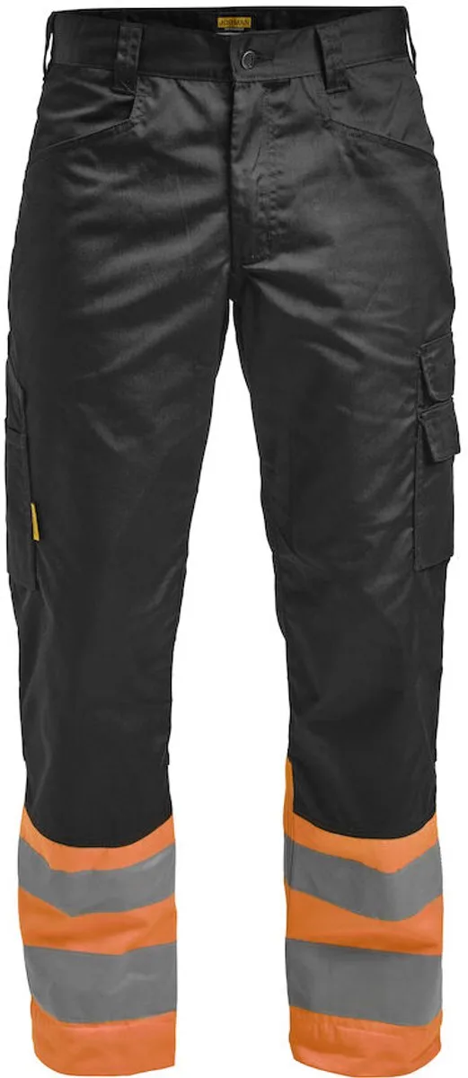 Jobman 2314 Hi-Vis Service Trousers 65231420 - Zwart/Oranje fra Jobman, Sort, Orange, D112 – produktbillede