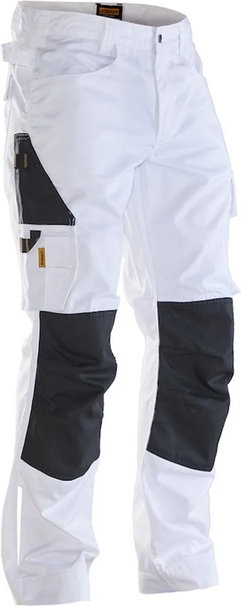 Jobman 2321 Service Trousers 65232120 - Wit/zwart von Jobman, Weiß, Schwarz, C58 – Produktbild