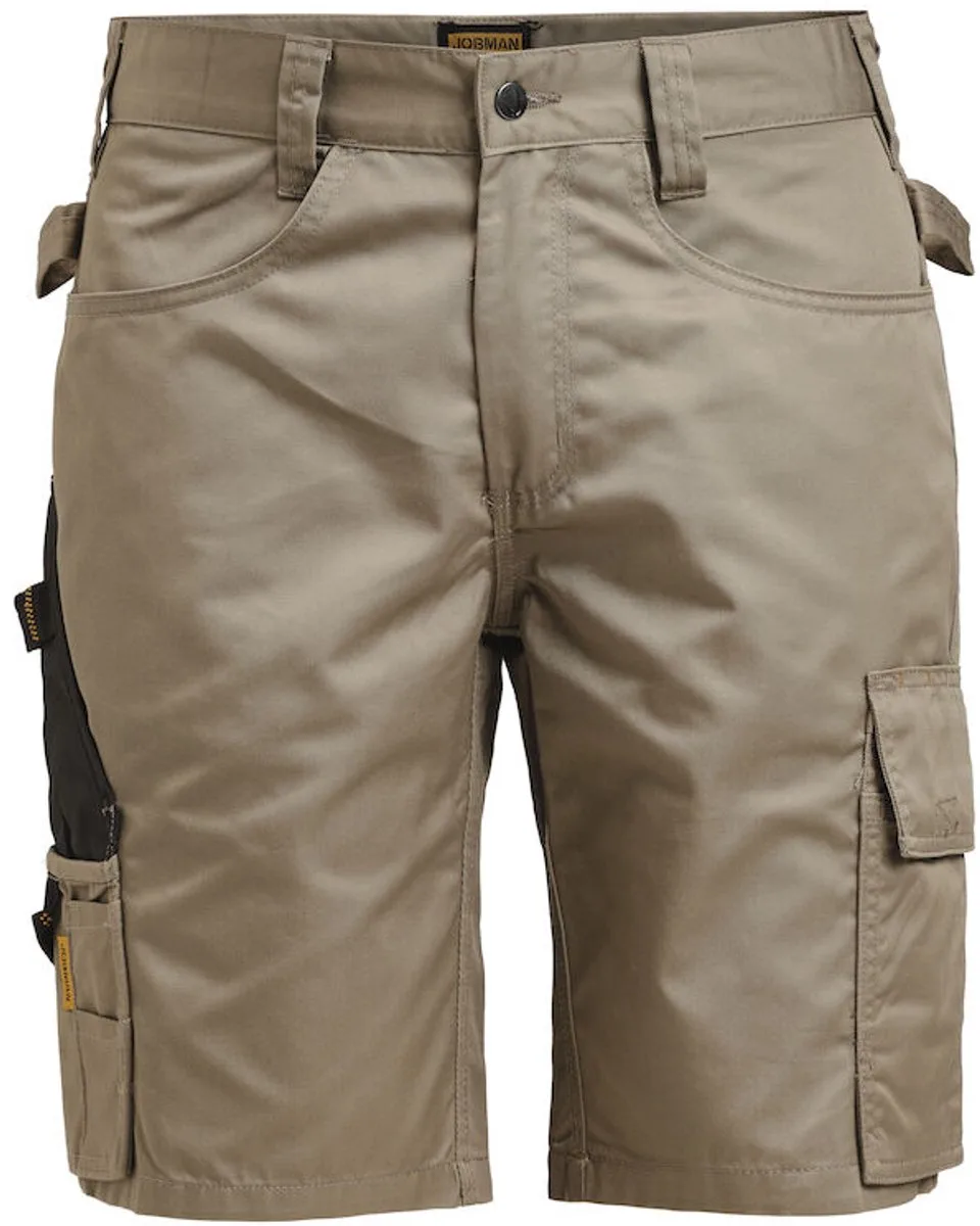 Jobman 2723 Service Shorts 65272320 - Khaki/Zwart från Jobman, Khaki, Svart, C42 – produktbild
