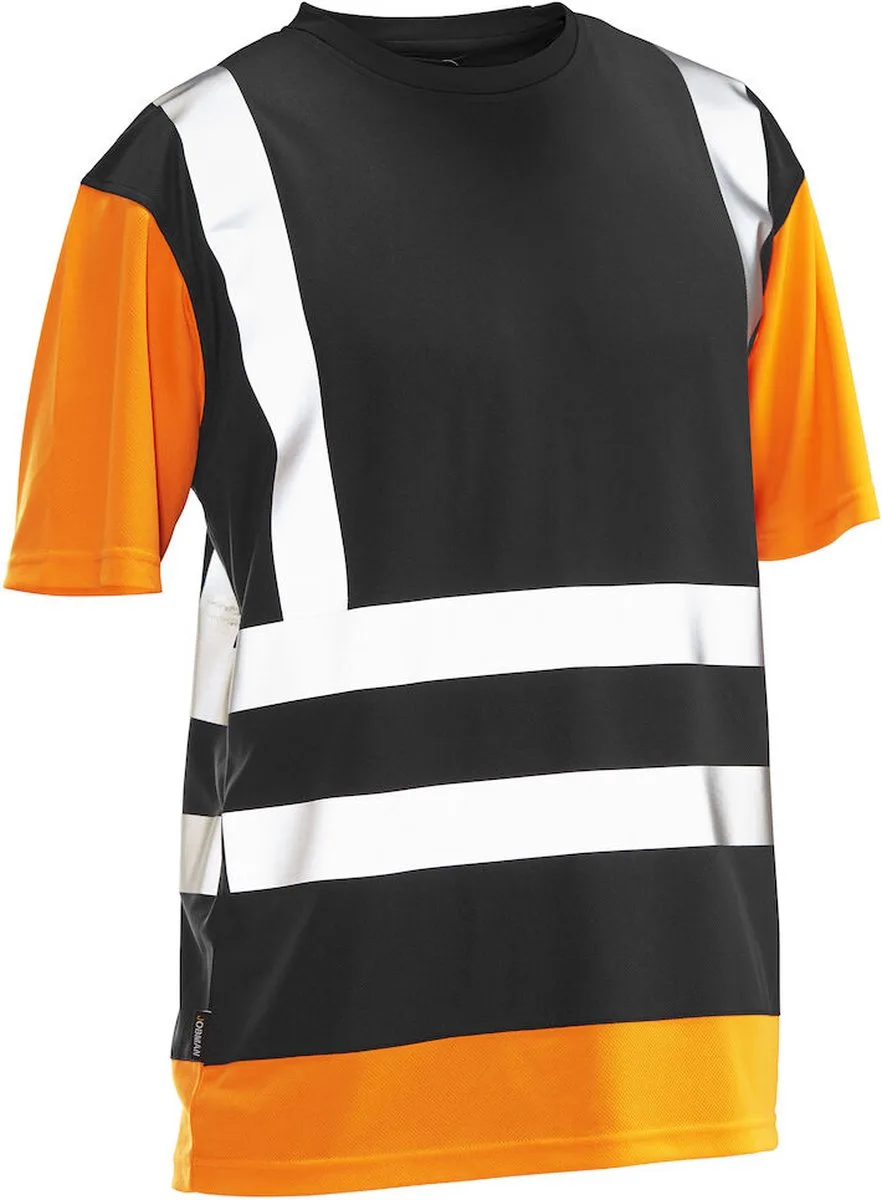 Jobman 5126 Hi-Vis T-shirt 65512651 - Zwart/HV Oranje van Jobman, Zwart, HV Oranje, S – productafbeelding