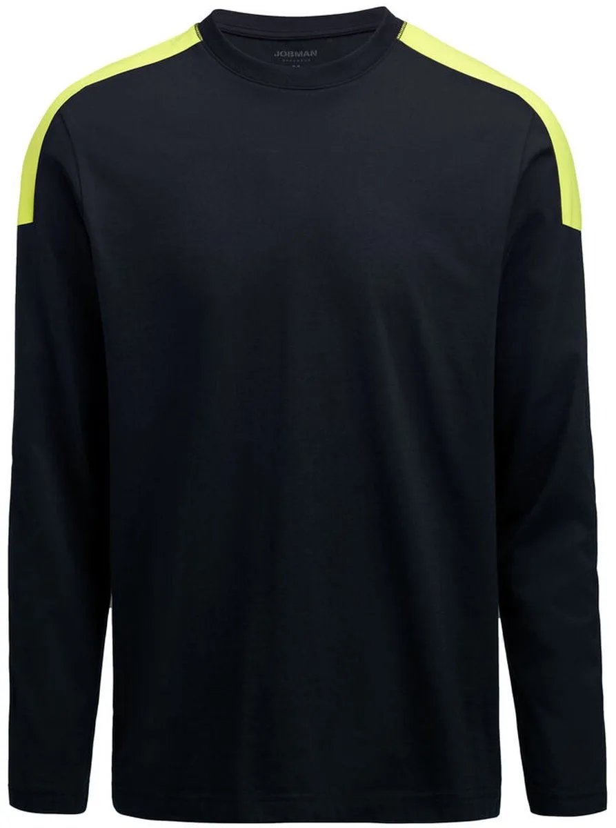 Jobman 5130 Longsleeve T-shirt 65513012 - Zwart/Geel de Jobman, Noir, Jaune, M – image du produit