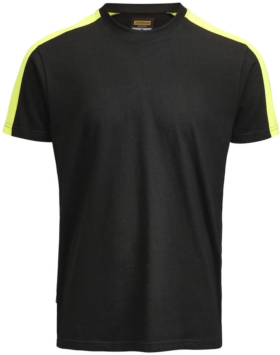 Jobman 5264 T-shirt 65526410 - Zwart/Geel de Jobman, Noir, Jaune, L – image du produit