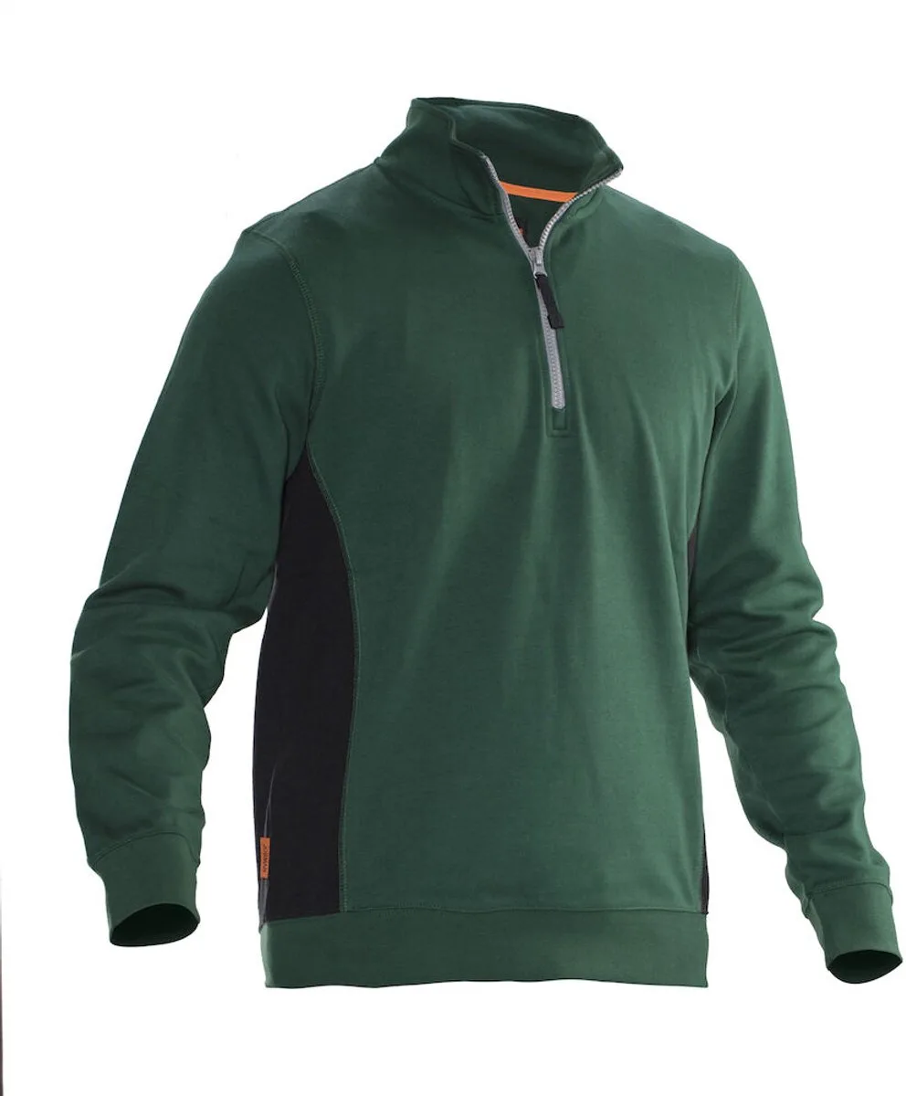 Jobman 5401 Halfzip Sweatshirt 65540120 - Bosgroen/Zwart von Jobman, Bosgroen, Schwarz, L – Produktbild