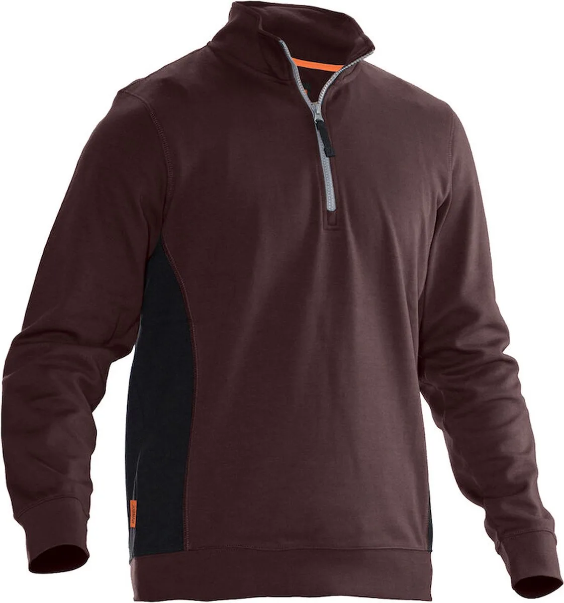 Jobman 5401 Halfzip Sweatshirt 65540120 - Bruin/Zwart van Jobman, Bruin, Zwart, 3XL – productafbeelding