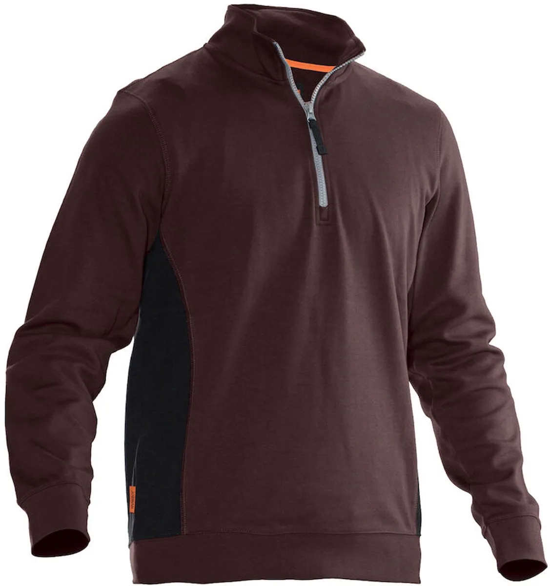 Jobman 5401 Halfzip Sweatshirt 65540120 - Bruin/Zwart de Jobman, Marron, Noir, M – image du produit