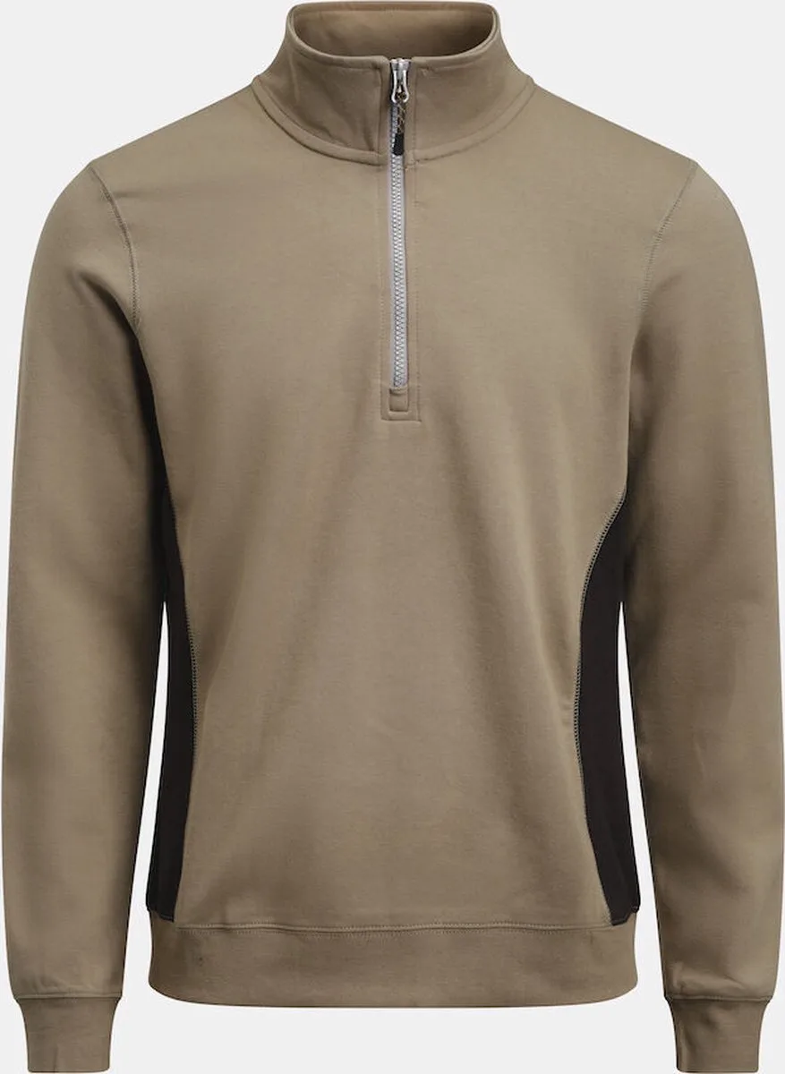 Jobman 5401 Halfzip Sweatshirt 65540120 - Khaki/Zwart von Jobman, Khaki, Schwarz, M – Produktbild