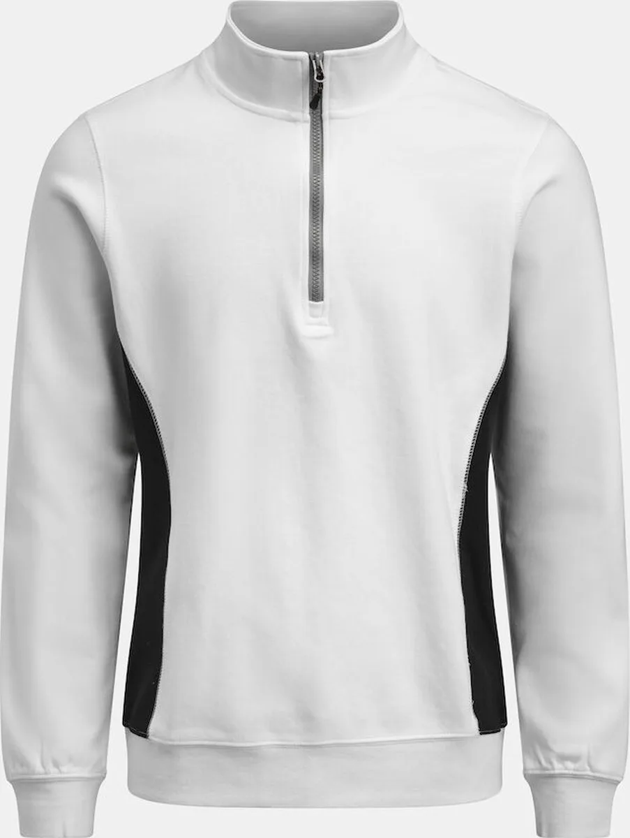 Jobman 5401 Halfzip Sweatshirt 65540120 - Wit/zwart de Jobman, Blanc, Noir, S – image du produit