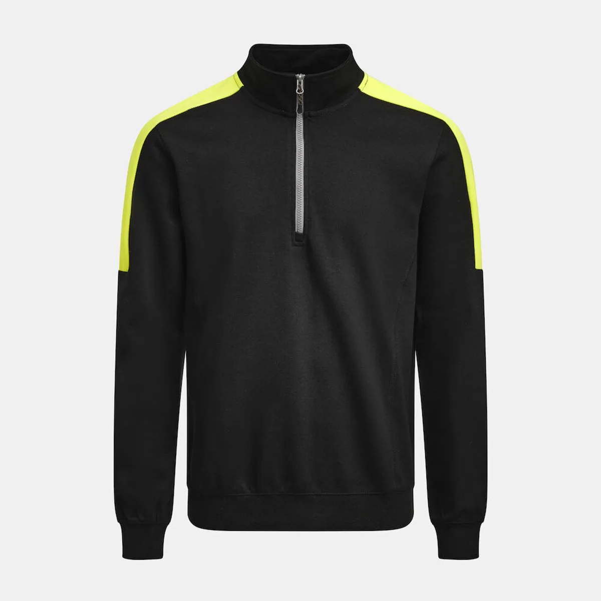 Jobman 5401 Halfzip Sweatshirt 65540120 - Zwart/HV Geel von Jobman, Schwarz, HV Geel, XS – Produktbild