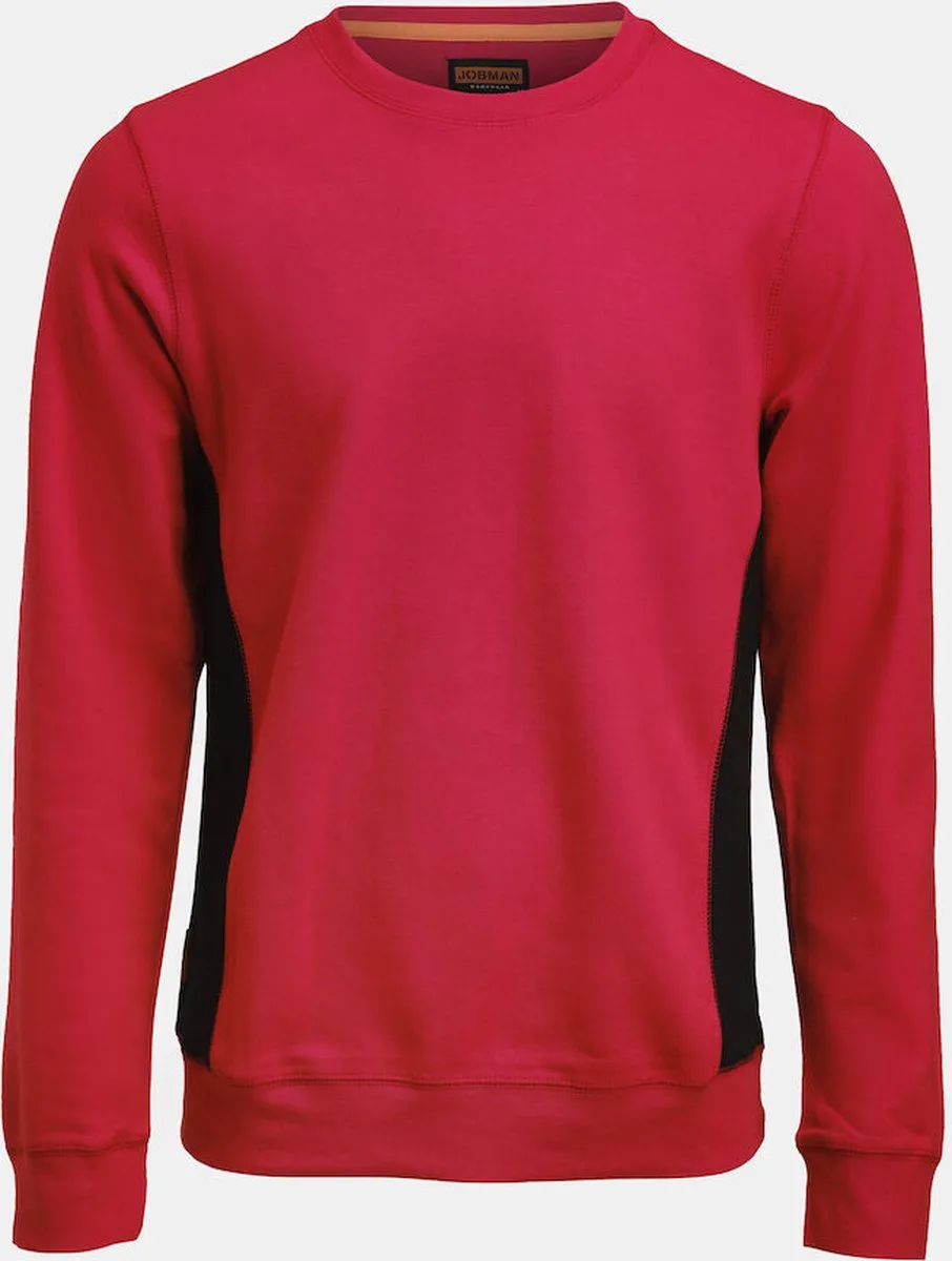 Jobman 5402 Roundneck Sweatshirt 65540220 - Rood/Zwart fra Jobman, Rød, Sort, S – produktbillede