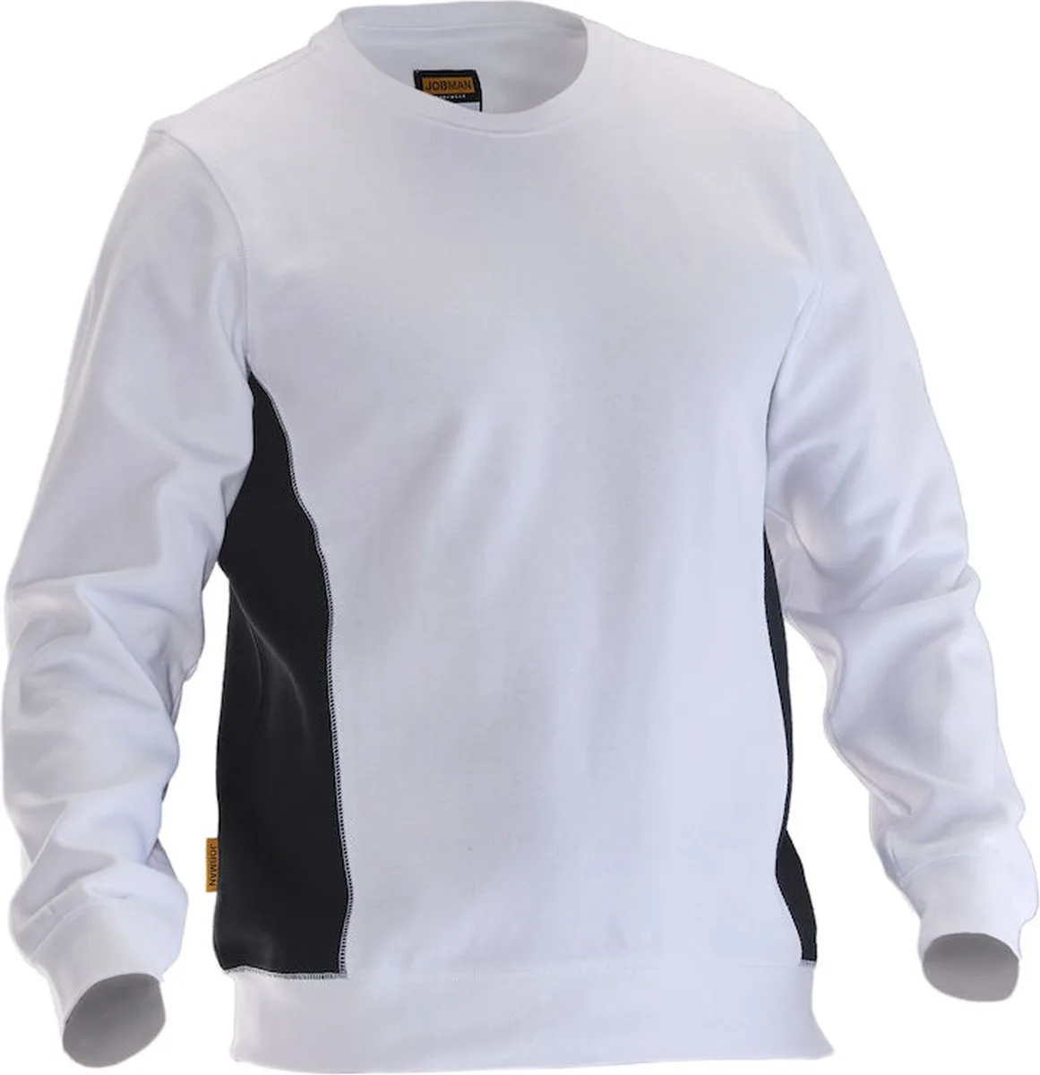 Jobman 5402 Roundneck Sweatshirt 65540220 - Wit/zwart fra Jobman, Hvid, Sort, S – produktbillede