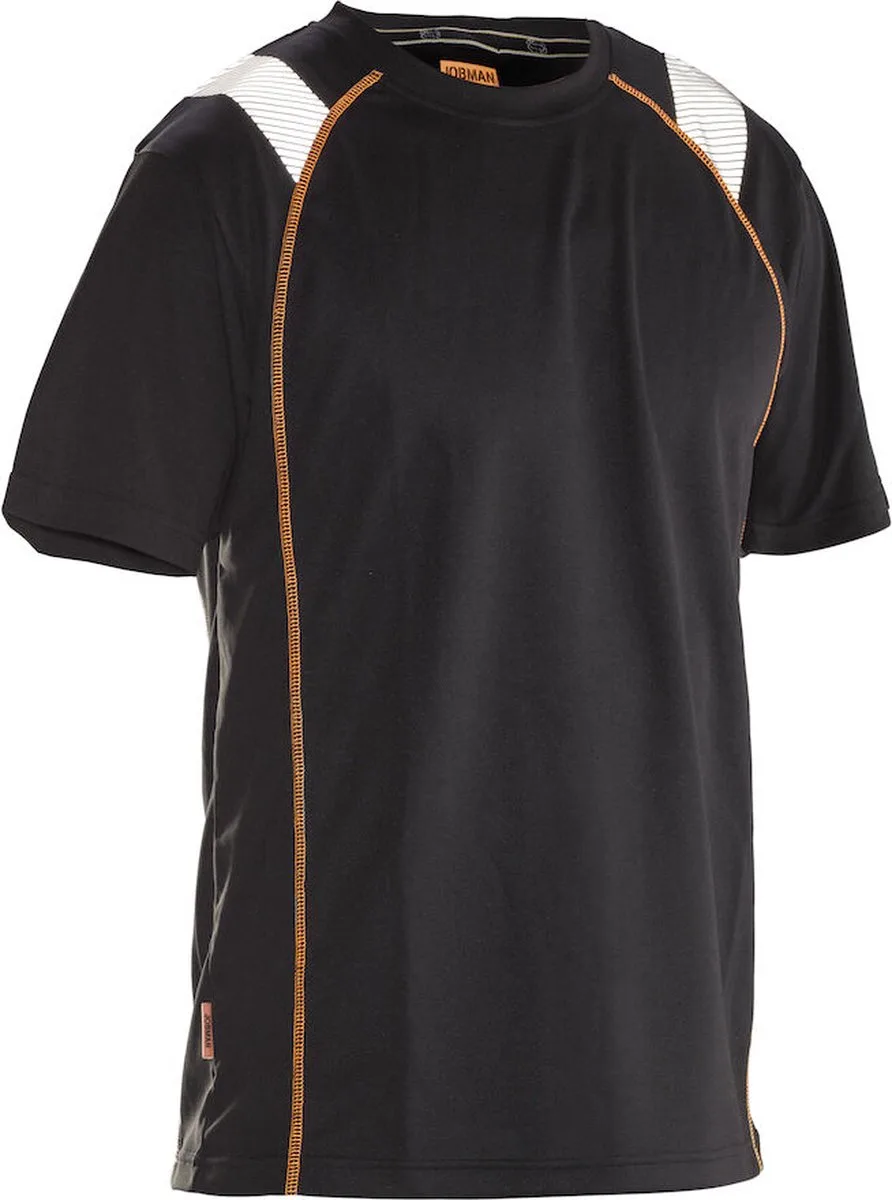 Jobman 5620 Spun-Dye Vision T-shirt 65562053 - Zwart/Oranje von Jobman, Schwarz, Orange, M – Produktbild