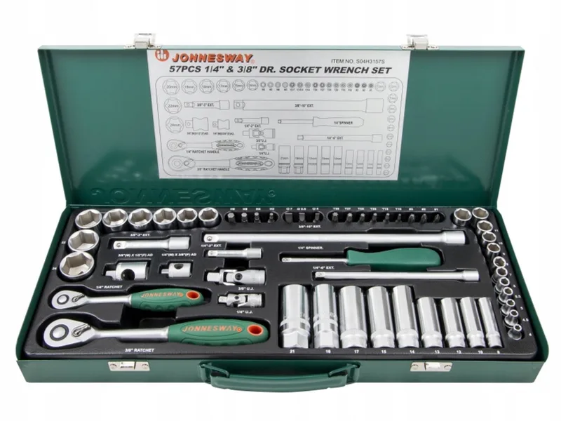 Gereedschapset 1/4" & 3/8" - 57 Delig van Jonnesway – productafbeelding