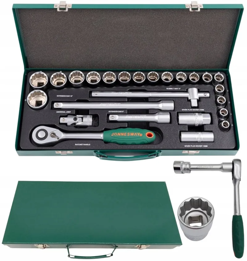 Jonnesway 1/2" Doppeldop Set 25 Delig 12-Kant - Ratel by Jonnesway – product image