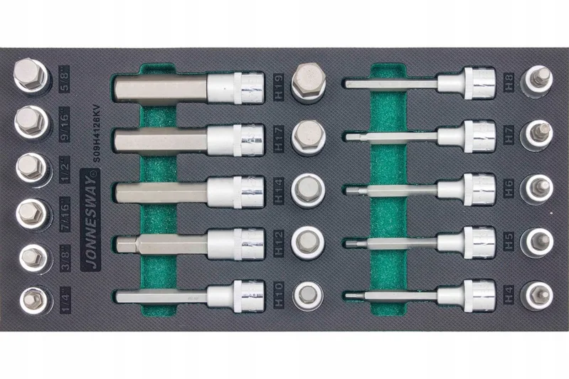 Jonnesway 26-delige inbussleutelset met 1/2" Dop in EVA-inleg van Jonnesway – productafbeelding