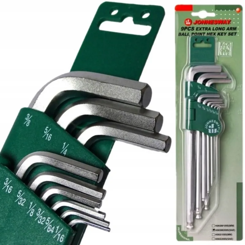 Lange inbussleutelset met kegelkop 9-delig 1/16"-3/8" von Jonnesway – Produktbild