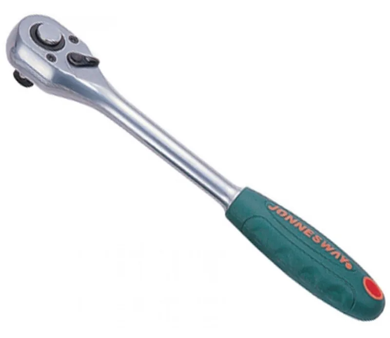 R2902 - Ratelsleutel - 1/4 inch - 36 Tanden - Ergonomische Handgreep van Jonnesway, Metaalkleur, Groen – productafbeelding