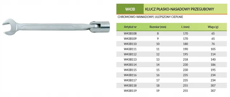 Ringsleutel met dop 13mm JW43B113 - 218mm von Jonnesway – Produktbild