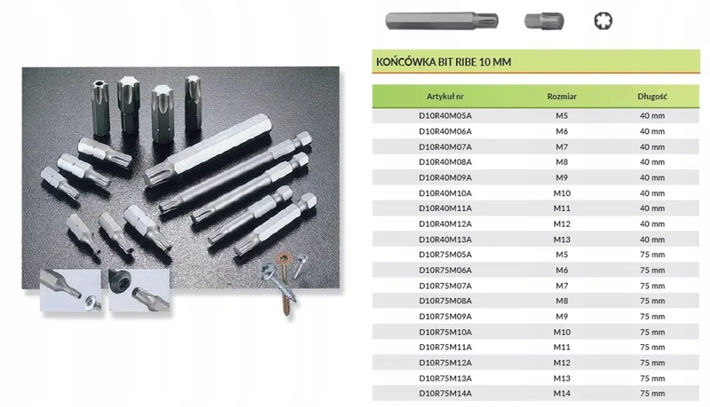 Ruban-bit M5x40 mm, 10 mm d by Jonnesway – product image