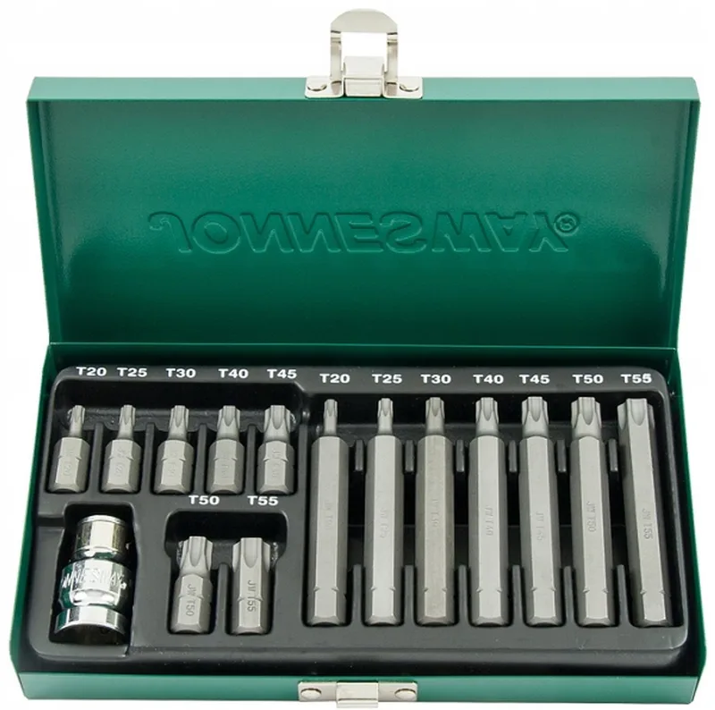 Torx Bitset T20-T55 15 Delig L=30/75mm Metaal de Jonnesway – image du produit