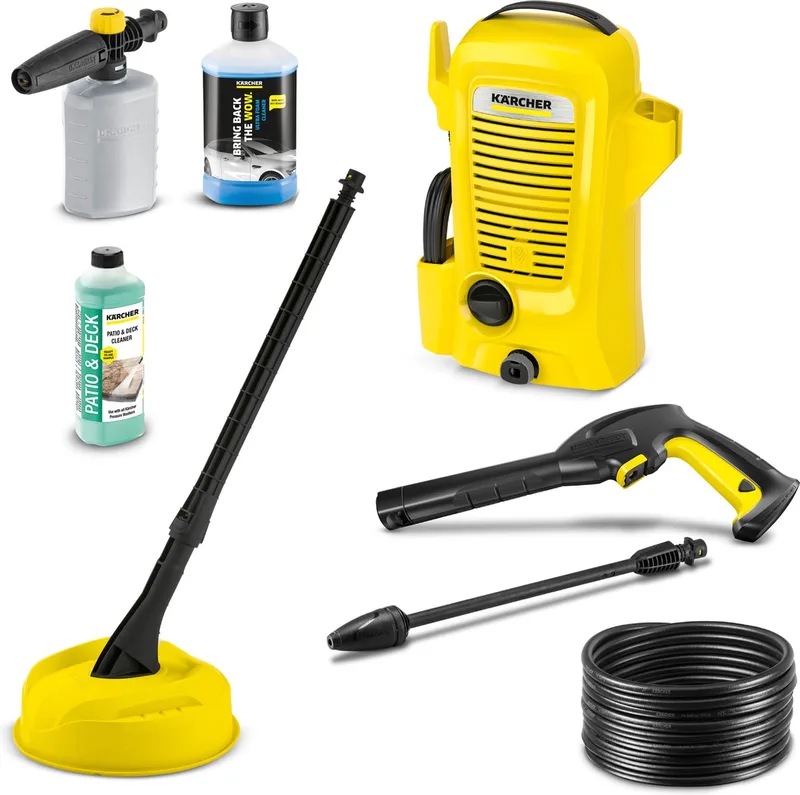 hogedrukreiniger | K 2 Universal Edition Home | T-1 oppervlaktereiniger| Incl. Foam Jet | 110 bar | Wateropbrengst 360 l/u | 0,5 L reinigingsmiddel | 1 L Ultra Foam Cleaner 3-in-1 von Kärcher – Produktbild