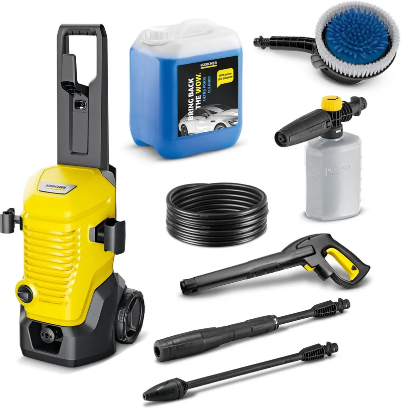 Hogedrukreiniger | K 4 Modular Car compleet - Incl. Foam Jet, Roterende wasborstel WB 130 en reinigingsmiddel 5 L - 130 bar - Wateropbrengst 420 l/u von Kärcher – Produktbild