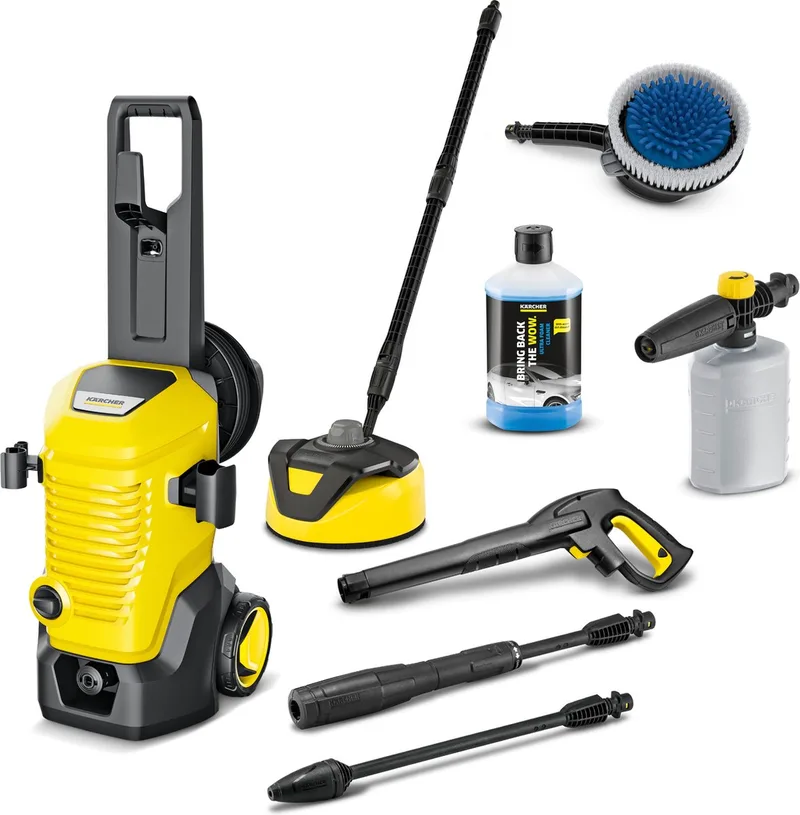 Hogedrukreiniger | K 5 Premium Modular Car & Home Compleet - Haspel - Terrasreiniger T 5 - Foam Jet - Roterende wasborstel - Reinigingsmiddel 1 L - 145 bar - Wateropbrengst 500 l/u de Kärcher – image du produit