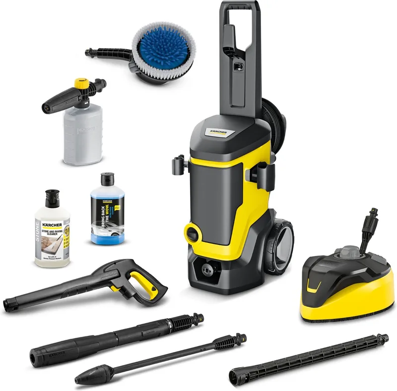Hogedrukreiniger | K 7 Premium Modular Car & Home - Haspel - Oppervlaktereiniger T 7 Plus - Roterende wasborstel WB 130 - Foam Jet - 2x Reinigingsmiddel 1 L - 180 bar - Wateropbrengst 600 l/u de Kärcher – image du produit