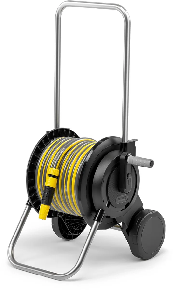 HT 2.20 Slangenwagen Incl. 20 m PrimoFlex tuinslang - Slangcapaciteit (m) 40 (1/2") / 20 (5/8") / 25 (3/4") - Compact en in hoogte verstelbaar - Incl. PrimoFlex tuinslang van Kärcher, Zwart – productafbeelding 1 van 5