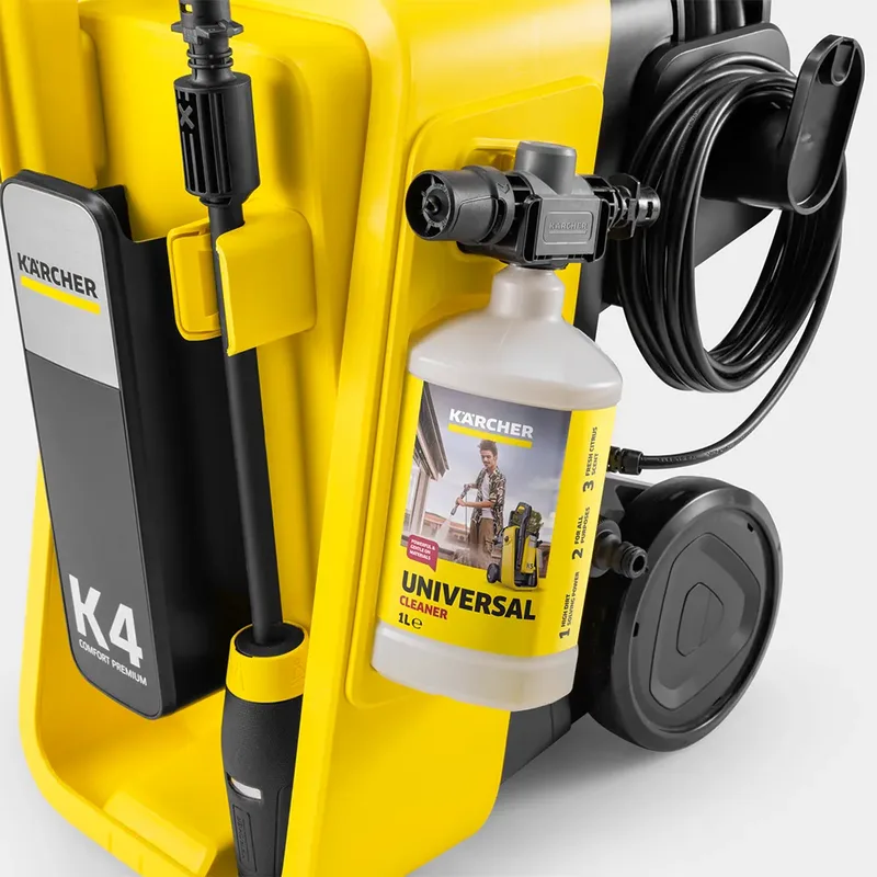 K 4 Comfort Premium Hogedrukreiniger - 130 bar - 420 l/u - 30 m²/u - Slanghaspel - 4-in-1 Spuitlans - Geschikt voor oa. auto - fietsen - terras - motoren - schutting en tuinset by Kärcher – product image 5 of 6