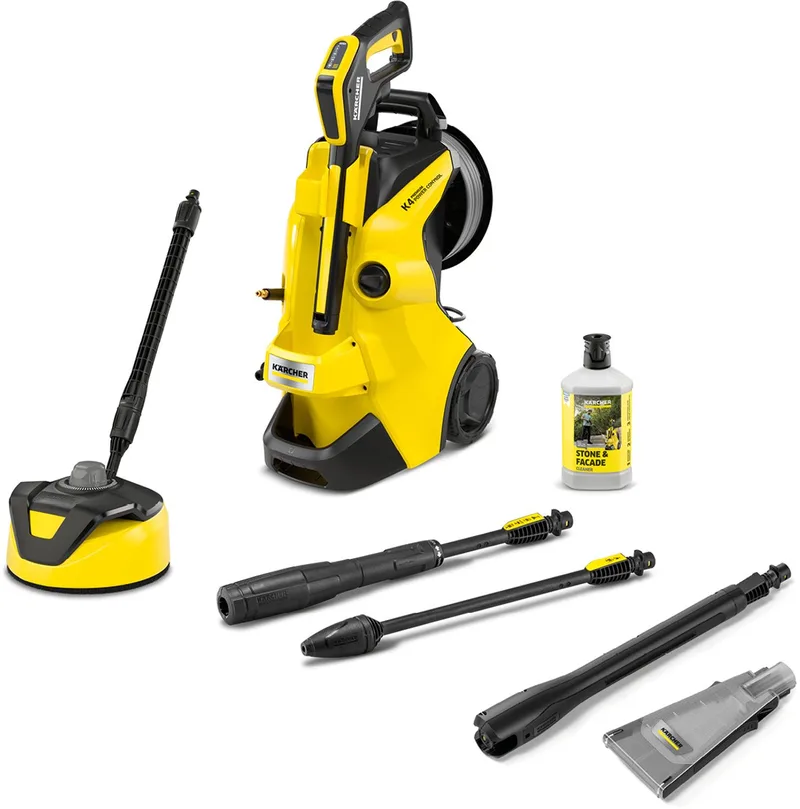 K 4 Premium Power Control Flex Home eco!Booster set Hogedrukreiniger - Incl. T 5 Terrasreiniger & eco!Booster - PremiumFlex hogedrukslang - 130 bar - 380 l/u - 25 m²/u - Slanghaspel - Reinigingsmiddel von Kärcher – Produktbild